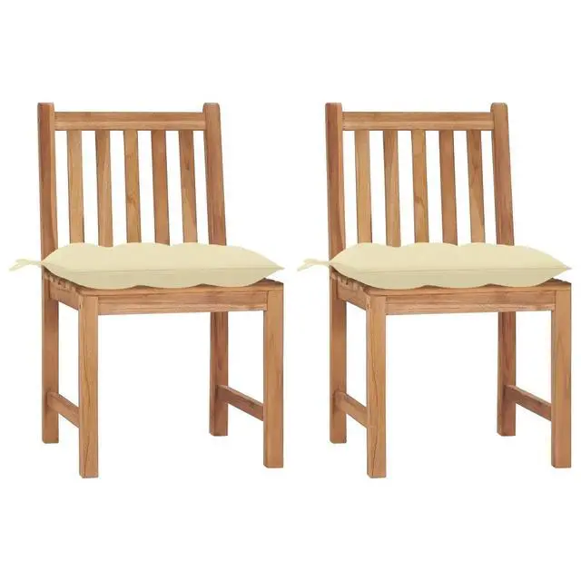 Alt view image 9 of 13 - vidaXL Garden Chairs 2 pcs with Cushions Solid Teak Wood