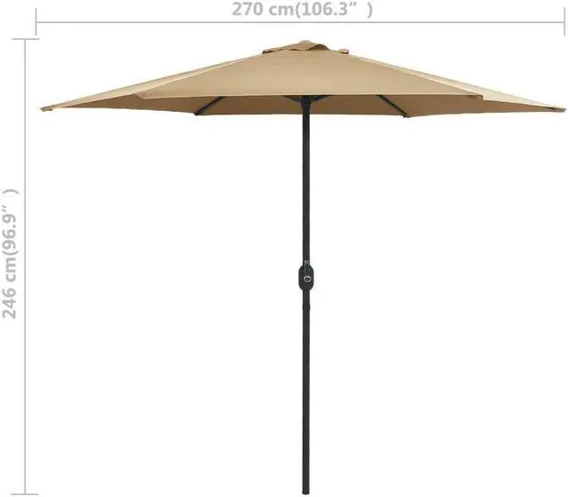 Alt view image 7 of 13 - vidaXL Garden Parasol with Pole 210x140 cm Anthracite