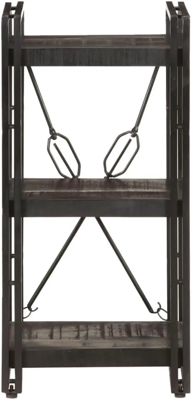 Alt view image 2 of 19 - vidaXL 3-Tier Solid Acacia Wood Bookcase Black 15.7" Bookshelf Stand Cabinet