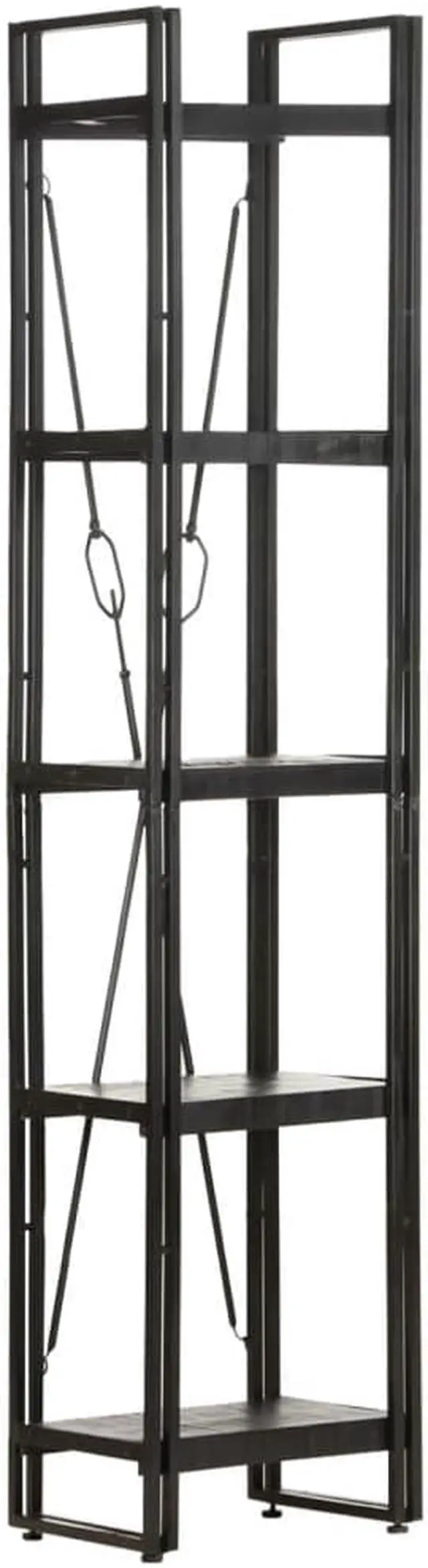 Alt view image 6 of 13 - vidaXL 5-Tier Solid Acacia Wood Bookcase Black 15.7" Bookshelf Stand Cabinet