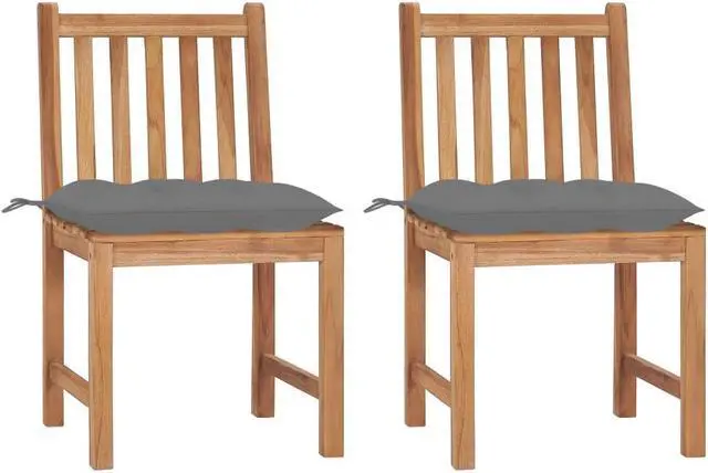 Alt view image 7 of 13 - vidaXL Garden Chairs 2 pcs with Cushions Solid Teak Wood