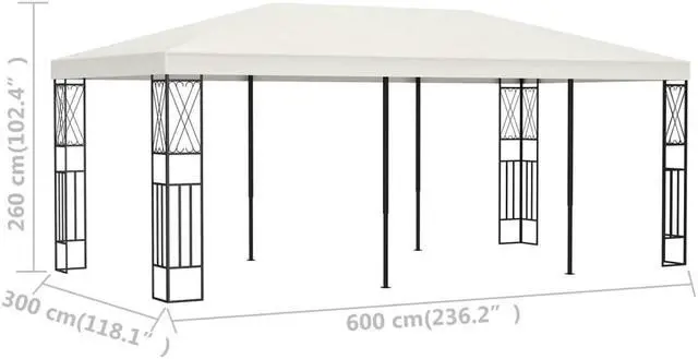 Alt view image 12 of 12 - vidaXL Gazebo 118.1"x236.2" Cream Fabric
