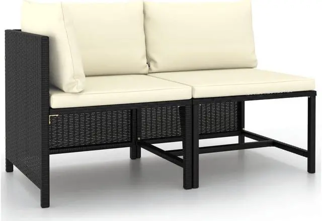 Main image of vidaXL Patio Sofa Set 2 Piece Furniture Set for Garden Solid Teak Wood PE Rattan