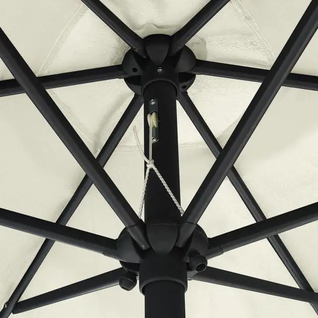 Alt view image 5 of 12 - vidaXL Parasol with LED Lights and Aluminum Pole 106.3" Sand White Garden