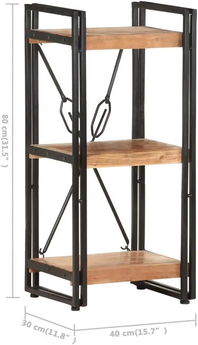 Alt view image 5 of 20 - vidaXL 3-Tier Solid Acacia Wood Bookcase 15.7" Bookshelf Stand Shelf Cabinet