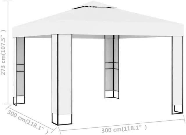 Alt view image 5 of 7 - vidaXL Gazebo Pop up Canopy Party Tent Patio Pavilion with Double Roof White