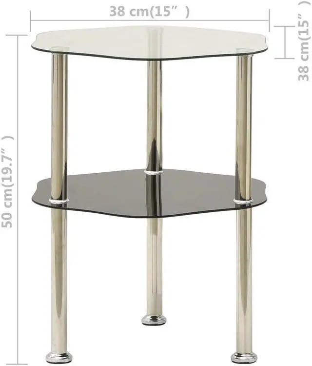 Alt view image 4 of 11 - vidaXL Side Table 2-Tier End Coffee Table Transparent and Black Tempered Glass