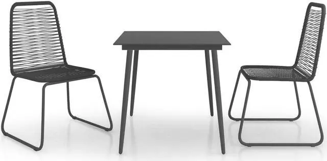 Alt view image 8 of 13 - vidaXL 3 Piece Garden Dining Set PVC Rattan Black