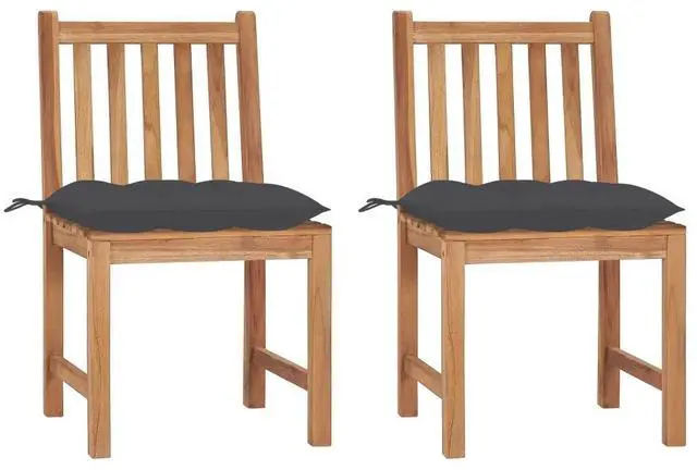 Alt view image 10 of 13 - vidaXL Garden Chairs 2 pcs with Cushions Solid Teak Wood