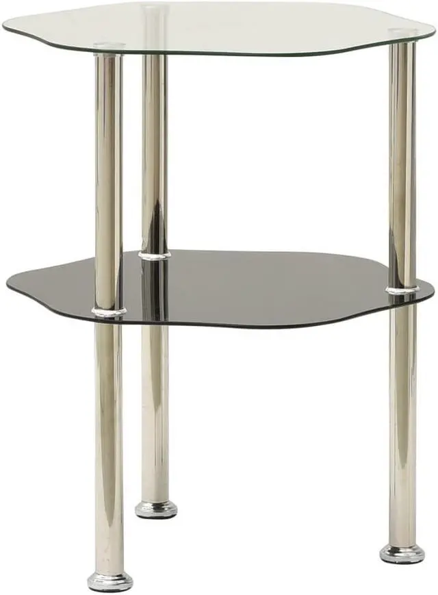 Alt view image 2 of 11 - vidaXL Side Table 2-Tier End Coffee Table Transparent and Black Tempered Glass