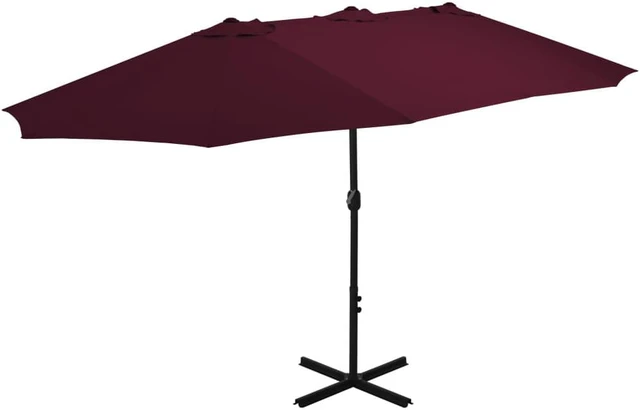 Alt view image 7 of 13 - vidaXL Outdoor Parasol with Aluminum Pole 181.1"x106.3" Bordeaux Red