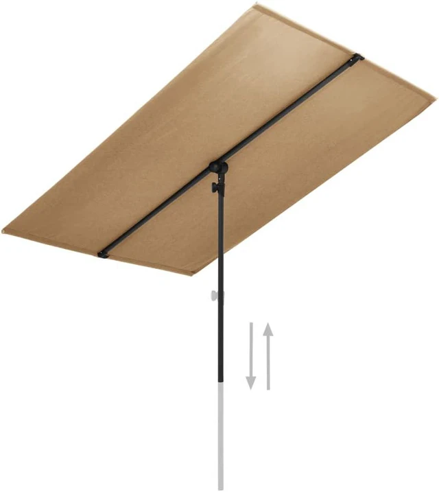 Alt view image 4 of 11 - vidaXL Outdoor Parasol with Aluminum Pole 6.6'x4.9' Taupe