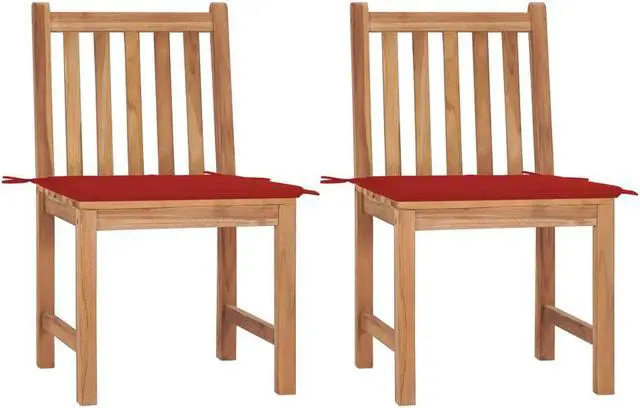 Alt view image 7 of 13 - vidaXL Garden Chairs 2 pcs with Cushions Solid Teak Wood