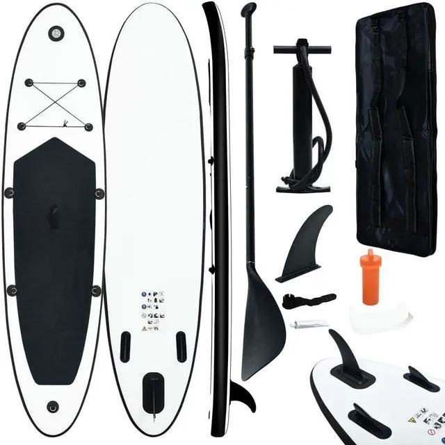 Main image of vidaXL Paddleboard Set with Accessories Inflatable Paddleboard Black and White