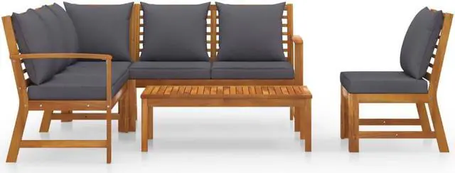 Alt view image 3 of 7 - vidaXL Patio Lounge Set Outdoor Sectional Sofa Set 5 Piece Solid Wood Acacia