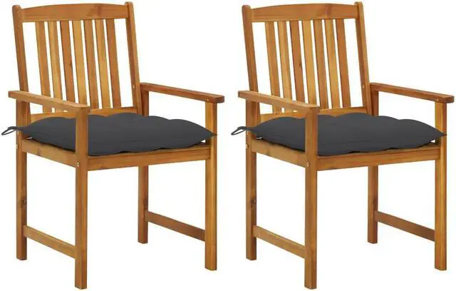 Alt view image 7 of 12 - vidaXL Director's Chairs with Cushions 2 pcs Solid Acacia Wood