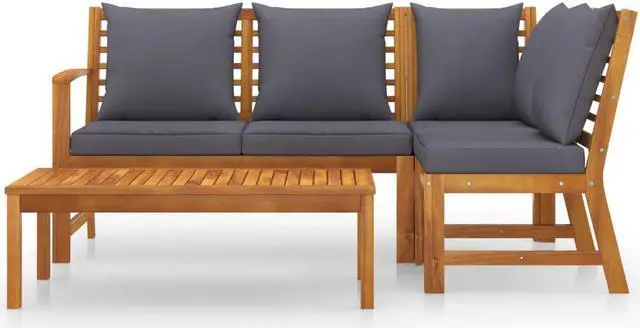 Alt view image 3 of 7 - vidaXL Patio Lounge Set Outdoor Sectional Sofa Set 4 Piece Solid Wood Acacia