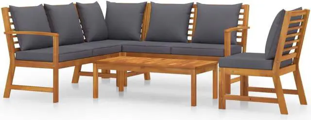 Alt view image 2 of 7 - vidaXL Patio Lounge Set Outdoor Sectional Sofa Set 5 Piece Solid Wood Acacia