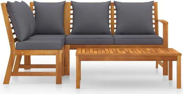 Alt view image 3 of 7 - vidaXL Patio Lounge Set Outdoor Sectional Sofa Set 4 Piece Solid Wood Acacia