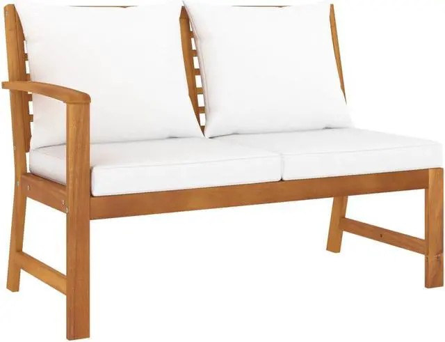 Alt view image 8 of 12 - vidaXL 4 Piece Garden Lounge Set with Cushion Cream Solid Acacia Wood