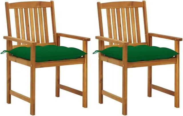 Alt view image 7 of 12 - vidaXL Director's Chairs with Cushions 2 pcs Solid Acacia Wood