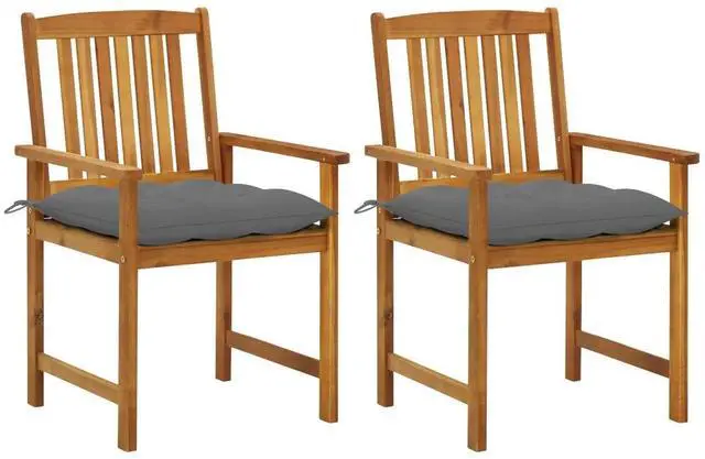 Alt view image 10 of 12 - vidaXL Director's Chairs with Cushions 2 pcs Solid Acacia Wood