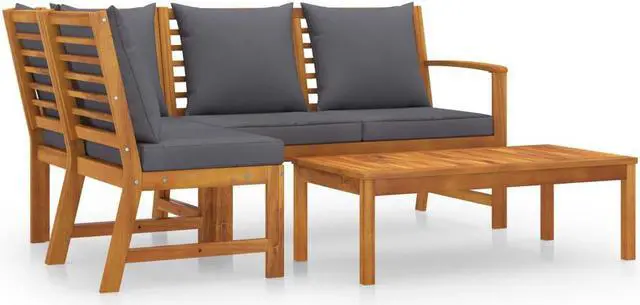 Alt view image 2 of 7 - vidaXL Patio Lounge Set Outdoor Sectional Sofa Set 4 Piece Solid Wood Acacia