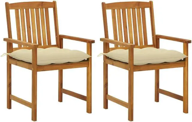 Alt view image 7 of 13 - vidaXL Director's Chairs with Cushions 2 pcs Solid Acacia Wood