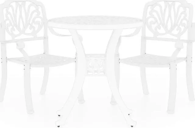 Alt view image 2 of 7 - vidaXL Bistro Set Table and Chair Bistro Table 3 Piece Cast Aluminum White