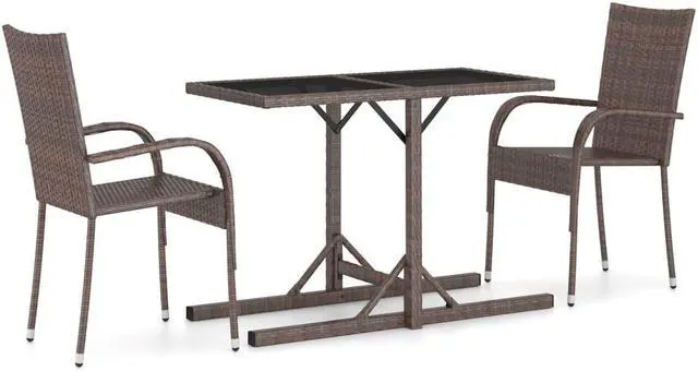 Alt view image 9 of 13 - vidaXL 3 Piece Garden Dining Set Brown