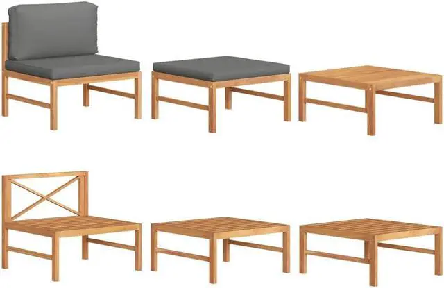 Alt view image 15 of 18 - vidaXL Patio Lounge Set 3 Piece Outdoor Patio Corner Seat Solid Teak Wood