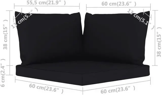 Alt view image 3 of 16 - vidaXL Chair Cushion 3 Pcs Outdoor Seat Cushion Sofa Pad Black Oxford Fabric