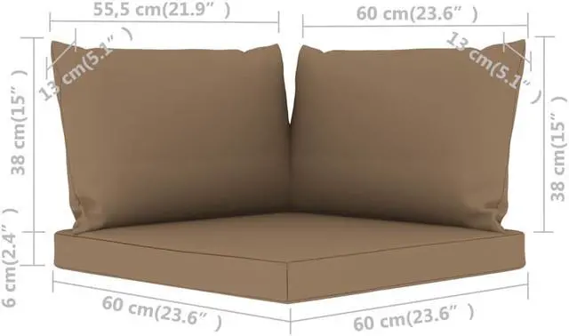 Alt view image 3 of 17 - vidaXL Chair Cushion 3 Pcs Outdoor Seat Cushion Sofa Pad Taupe Oxford Fabric