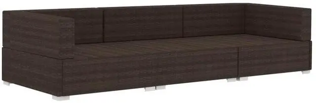 Alt view image 9 of 18 - vidaXL 3 Piece Garden Sofa Set with Cushions Poly Rattan Brown