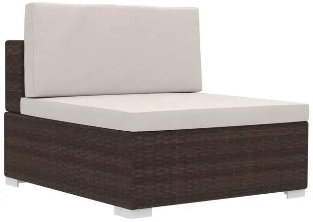 Alt view image 10 of 18 - vidaXL 3 Piece Garden Sofa Set with Cushions Poly Rattan Brown