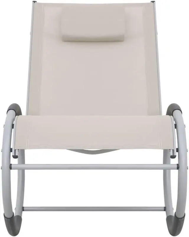 Alt view image 7 of 17 - vidaXL Outdoor Rocking Chair Cream Textilene