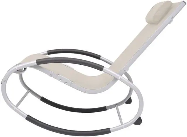 Alt view image 8 of 17 - vidaXL Outdoor Rocking Chair Cream Textilene