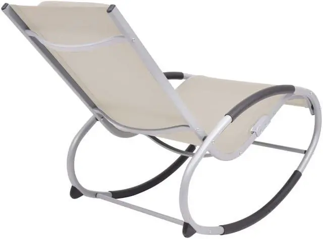 Alt view image 9 of 17 - vidaXL Outdoor Rocking Chair Cream Textilene