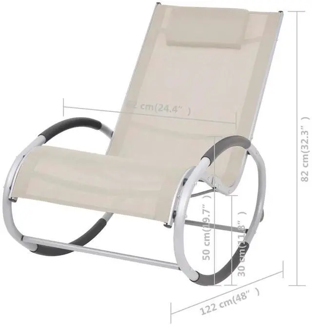 Alt view image 14 of 17 - vidaXL Outdoor Rocking Chair Cream Textilene