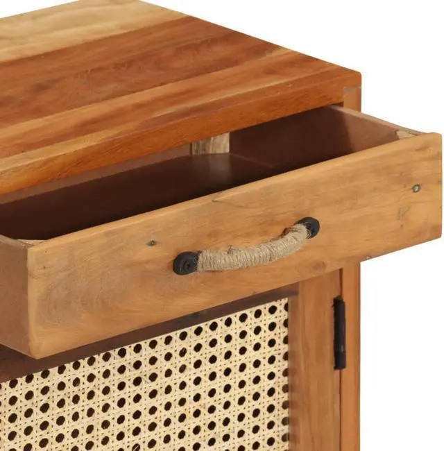 Alt view image 16 of 18 - vidaXL Cabinet Bedside End Table with 1 Drawer and 1 Door Solid Reclaimed Wood