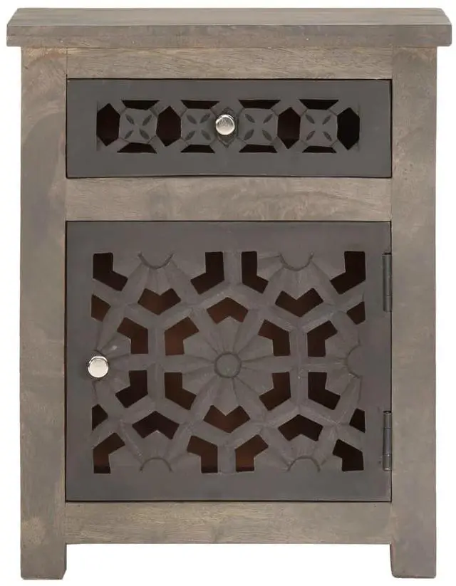 Alt view image 12 of 16 - vidaXL Cabinet Bedside End Table with 1 Drawer and 1 Door Solid Wood Mango