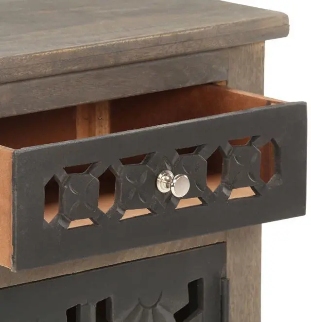 Alt view image 13 of 16 - vidaXL Cabinet Bedside End Table with 1 Drawer and 1 Door Solid Wood Mango