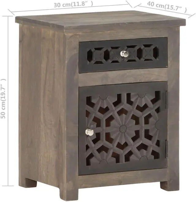 Alt view image 3 of 16 - vidaXL Cabinet Bedside End Table with 1 Drawer and 1 Door Solid Wood Mango