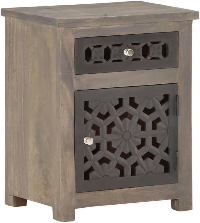 Alt view image 4 of 16 - vidaXL Cabinet Bedside End Table with 1 Drawer and 1 Door Solid Wood Mango