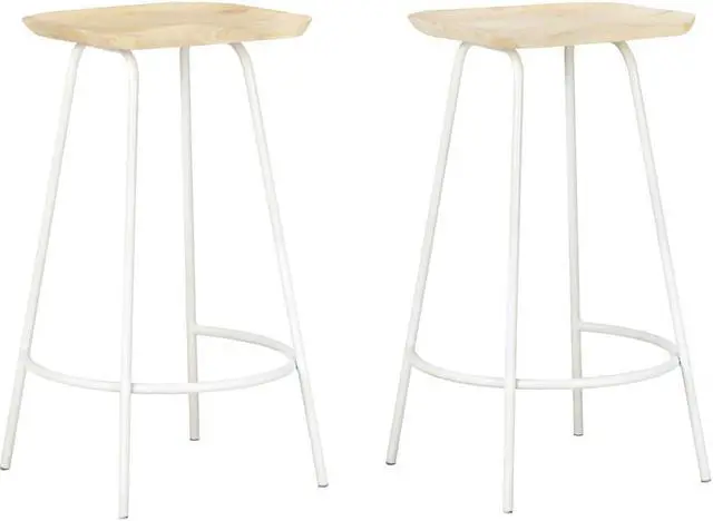 Alt view image 13 of 14 - vidaXL Bar Stools Bar Counter Height Stool Island Stool 2 Pcs Solid Mango Wood