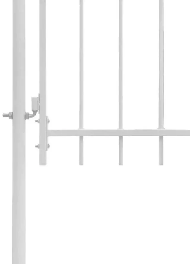Alt view image 11 of 12 - vidaXL Fence Gate Metal Fence Post Garden Gate for Outdoor Patio Steel White