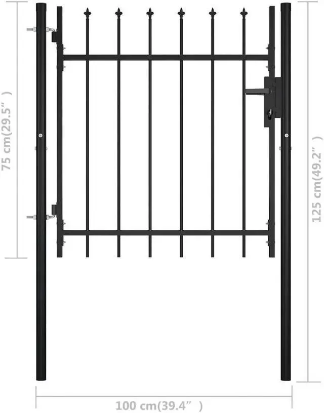 Alt view image 3 of 10 - vidaXL Door Fence Gate with Spear Top 39.4"x29.5" Outdoor Patio Garden Barrier