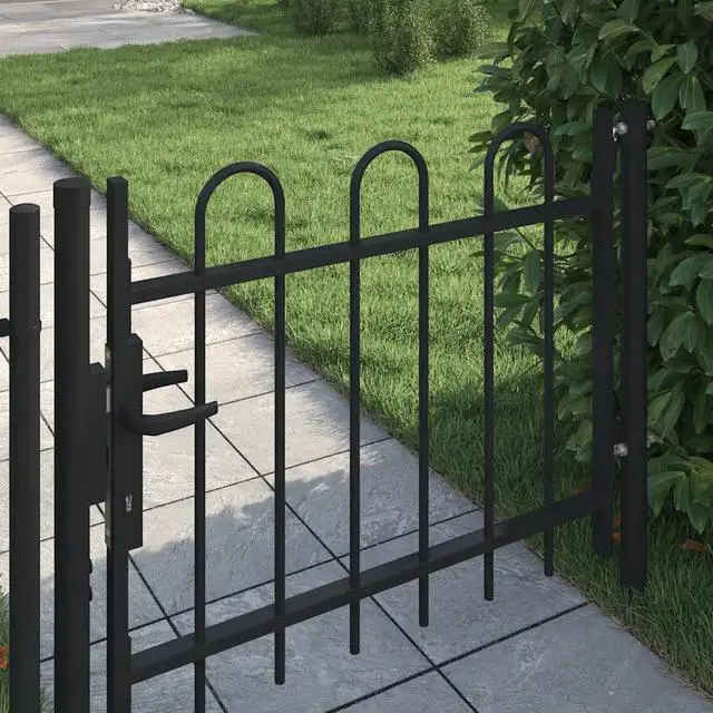 Alt view image 10 of 11 - vidaXL Single Door Fence Gate with Hoop Top 39.4" x 29.5"