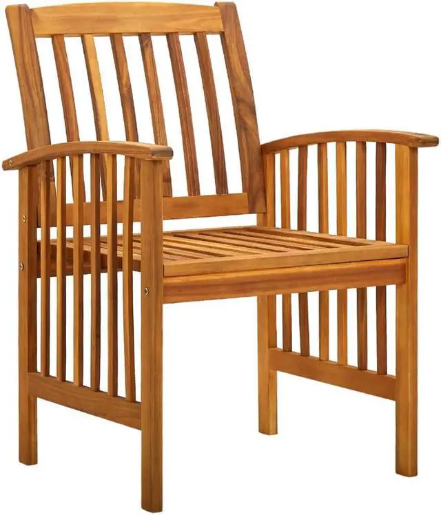 Alt view image 5 of 7 - vidaXL Solid Wood Acacia Patio Dining Set with Cushions 7 Piece Table Chair