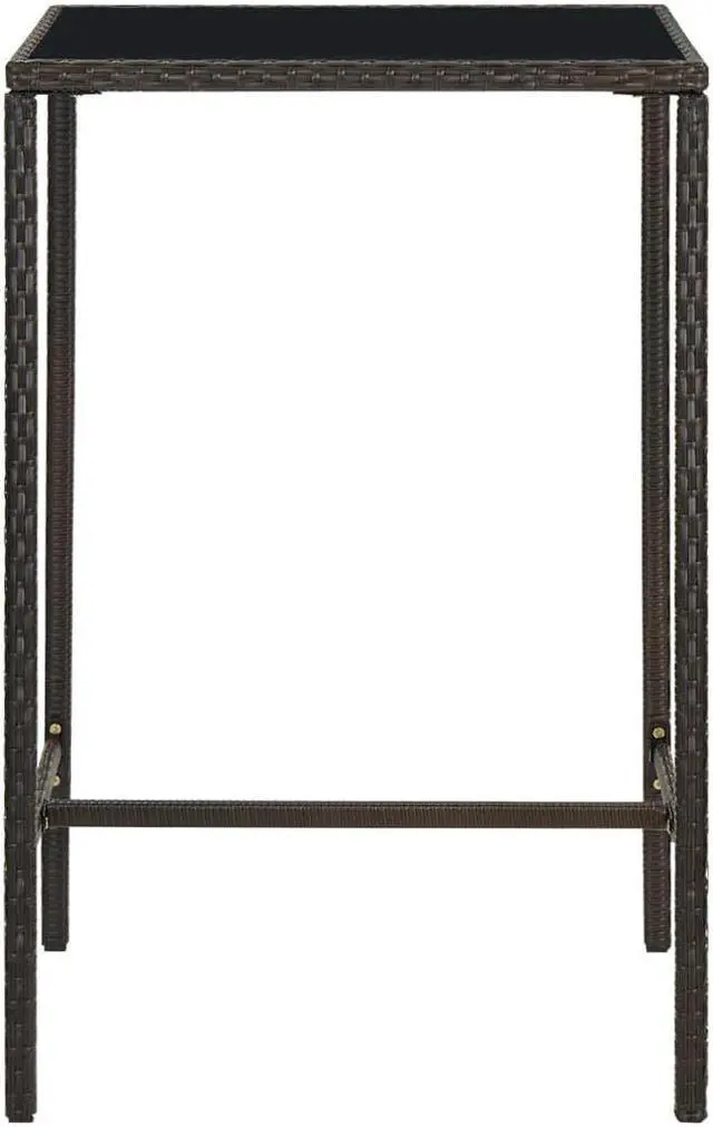 Alt view image 10 of 13 - vidaXL 5 Piece Garden Bar Set with Cushions Poly Rattan Brown